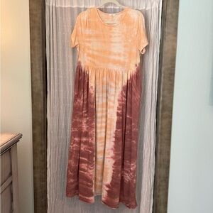 Mauve/Orange tie dye dress -Sz. S